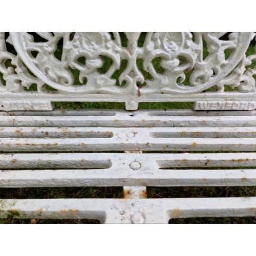 1392 - A very heavy cast iron Garden Bench, stamped Pierce Wexford, the pierced and arch back in the form o... 