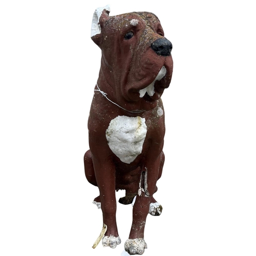 1402 - An unusual and attractive painted composition Model of a Mastiff Hound, seated, approx. 81cms (32'')... 