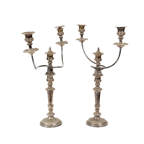 4 - A very large pair of good quality two branch, three light plated Candelabra, decorated with shell mo... 