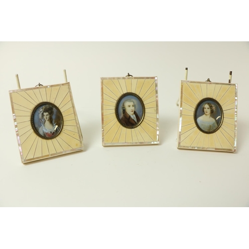 131 - A set of three oval miniature Portraits, 20th Century French, depicting Jenny Lind, Mrs. Graham, and... 