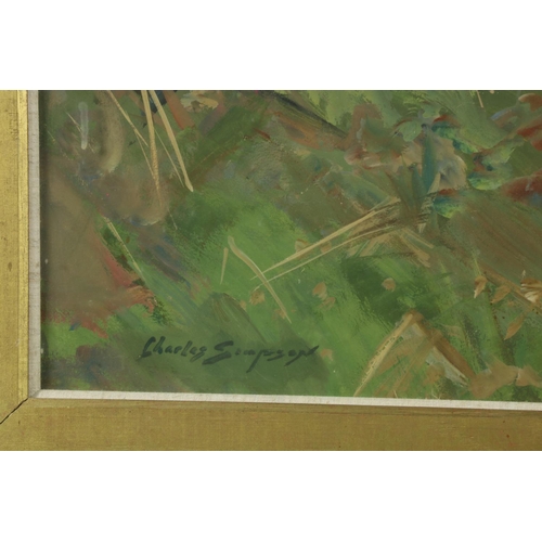 522 - Charles Walter Simpson, R.I. (1885 - 1971)Watercolour,  'The Cottesmore Drawing, Wardley Wood,' wate... 