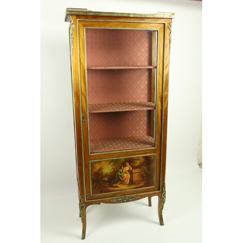 818 - An early 20th Century French Verni Martin style brass mounted Vitrine, the three-quarter gallery aro... 