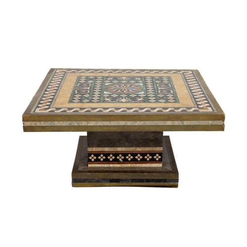 1104 - An attractive 20th Century Italian marble Table, of low proportions, the square top with interlaced ... 