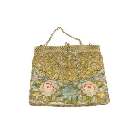 146 - A fine early Victorian embroidered and gilt bead Ladies Evening Bag. (1)