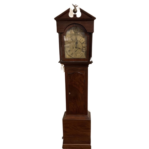 414 - An Irish late Georgian Provincial inlaid mahogany Longcase Clock, by John Martin, Kilkenny, with div... 