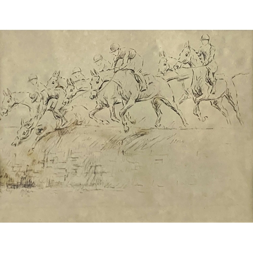 524 - Olive Whitmore (1879-1951)'Horses Crossing a Bank at Punchestown,' (illus. Irish Field April 22nd, 1... 