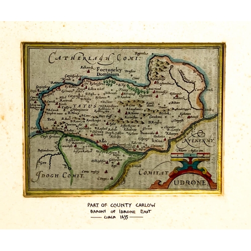 525 - Irish Map: Idrone, engraved map, hand coloured in outline, c. 1635, approx. 14cms x 18cms (5 1/2'' x... 