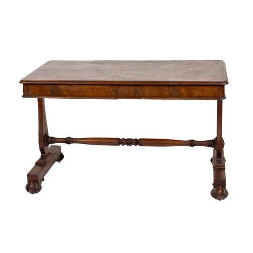 669 - A William IV period mahogany Library Table, the rectangular moulded top with a frieze drawer to eith... 