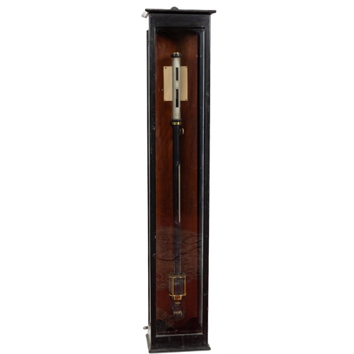 671 - An important early 20th Century Irish ebonised cased black enamelled brass precision Stick Barometer... 