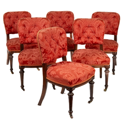 847 - A very good set of 12 early Victorian mahogany Dining Chairs, each with a padded button back above a... 