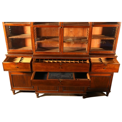 959 - A fine quality and unusual Irish George IV period, possibly Cork,  mahogany breakfront Secretaire Bo... 