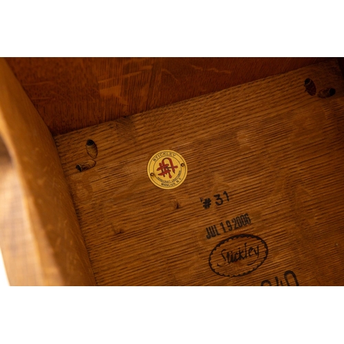 1095 - A spindle Morris Stickley cherrywood Armchair, 91-369-713, June 16th, 2003, the adjustable back with... 