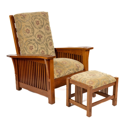 1095 - A spindle Morris Stickley cherrywood Armchair, 91-369-713, June 16th, 2003, the adjustable back with... 