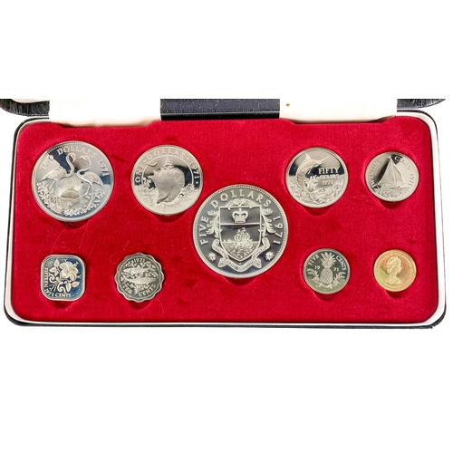 189 - Coins: A cased Proof Set of 9 Coins minted at the Franklin Mink for the Commonwealth of the Bahama I... 