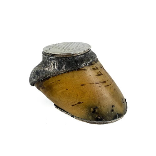 318 - Military: [Coldstream Guards], a silver mounted horse hoof modelled as an Inkwell, inscribed on top ... 