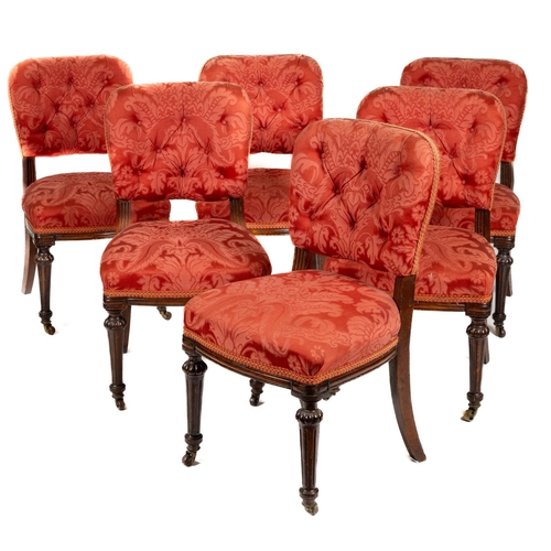 847 - A very good set of 12 early Victorian mahogany Dining Chairs, each with a padded button back above a... 