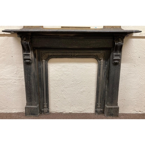 687 - A Victorian Scottish cast iron Fire Surround, and inset by the Etra Foundry, Glasgow, stamped with n... 