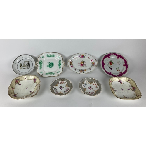 799 - Two Aynsley porcelain Dishes, decorated with flowers and one other Crown Derby ditto. (8)... 