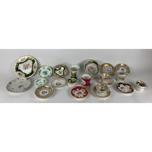 800 - A collection of attractive English hand painted Porcelain, comprising Cups, Saucers, a Slop Bowl, a ... 