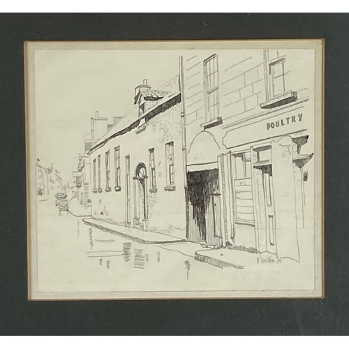 890 - Colm O'Cochlain (1929-1995)'Views of Kilkenny,' pencil drawings, a pair, each approx. 19cms x 20cms ... 