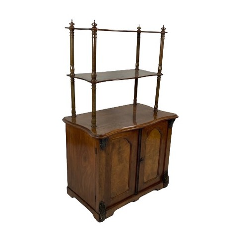 1065 - A very unusual Victorian walnut serpentine shaped Music Cupboard Whatnot, the top with two serpentin... 