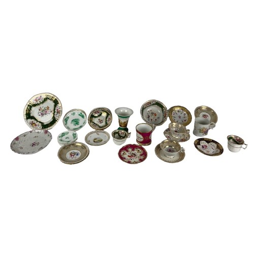 800 - A collection of attractive English hand painted Porcelain, comprising Cups, Saucers, a Slop Bowl, a ... 