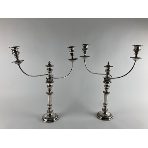 4 - A very large pair of good quality two branch, three light plated Candelabra, decorated with shell mo... 