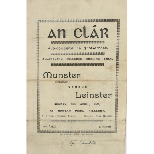 1035 - Three in a Row for MunsterG.A.A.: Hurling [All Ireland College], Official Programme, Munster v. Lein... 