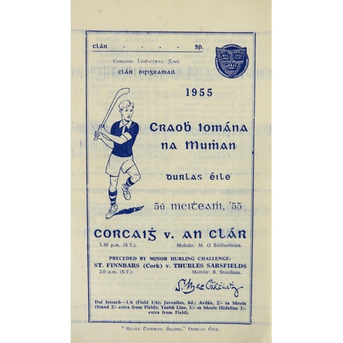 1044 - G.A.A.: Munster (Hurling 1955) Official Match Programme, Cork v. Clare, Thurles, 5 May, 1955, 8vo, T... 