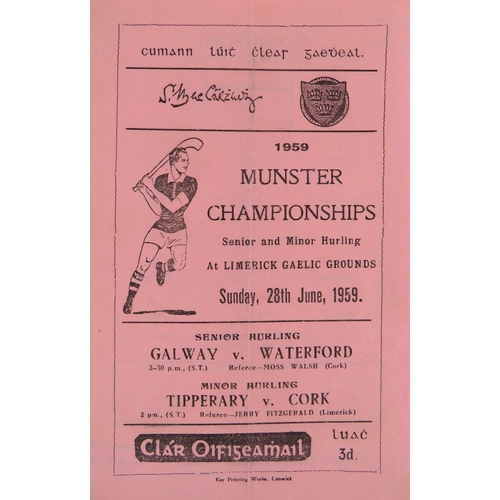 1048 - G.A.A.: Munster (Hurling 1959) Official Match Programme, Galway v. Waterford, 28 June 1959, Gae... 