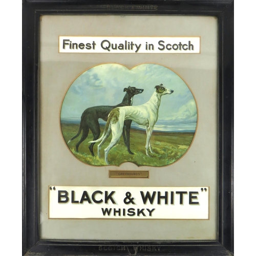 1054 - Advertisement: An original publicity Poster for 'Black and White Whisky' - Greyhounds - in original ... 