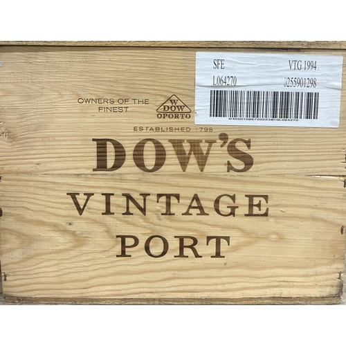 1057 - Port: An original wooden cased set of 12 Dows Port, 1994, 'Excellent' (Hugh Johnson OBT). (12)... 