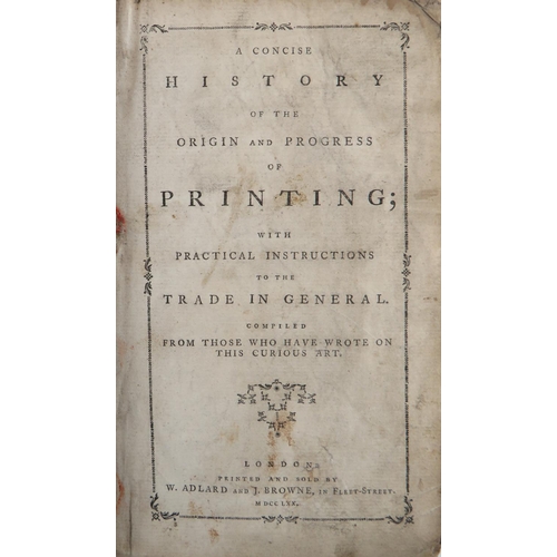 147 - Luckombe (P.) A Concise History of The Origin and Progress of Printing, with Practical Instruct... 