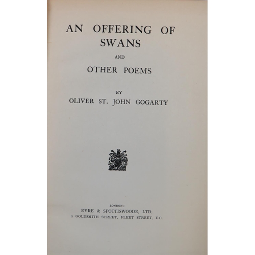 154 - Signed & Inscribed by AuthorGogarty (Oliver St. John) An Offering of Swans, 8vo Dublin (Cuala Pr... 