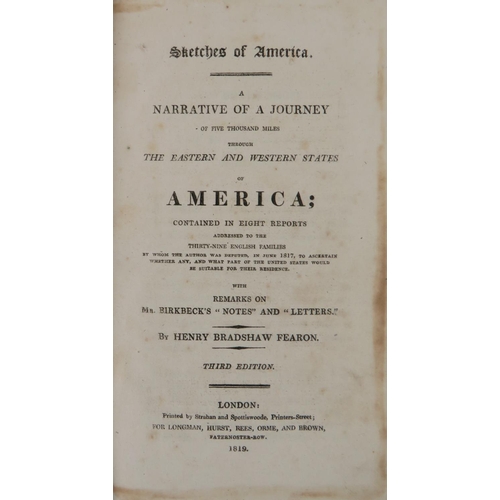 307 - Americana: Fearon (Henry Bradshaw) Sketches of America, A Narrative of a Journey of Five Thousand Mi... 