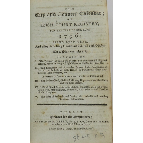 362 - UNRECORDEDVery Scarce Almanack & Register.Almanack: The City and County Calendar; or Irish Court... 