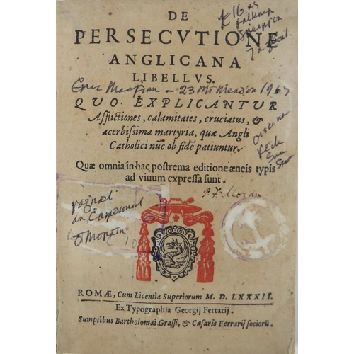 371 - Signed by P.F. Moran, later CardinalEarly Italian Printings: De Persecutione Anglicana Libellus, Duo... 