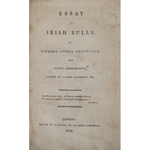 392 - Edgeworth (Maria & Richard Lovell) Essay on Irish Bulls, 8vo Lond. 1802. First Edn., title re-li... 