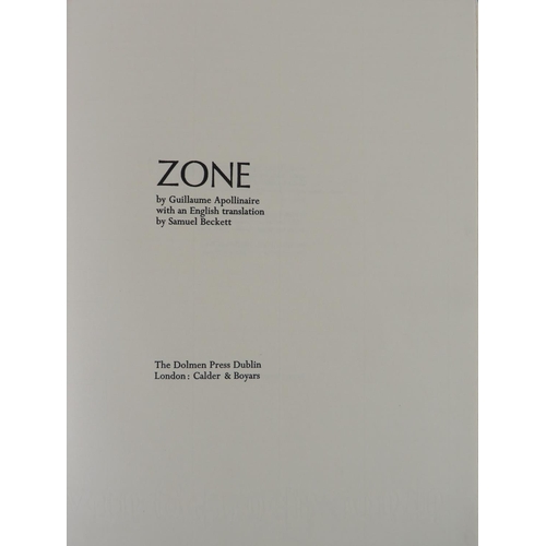 432 - Beckett (Samuel) Translation. Zone, by Guillaume Apollinaire, Folio Dublin (Dolmen Press) 1792. Spec... 