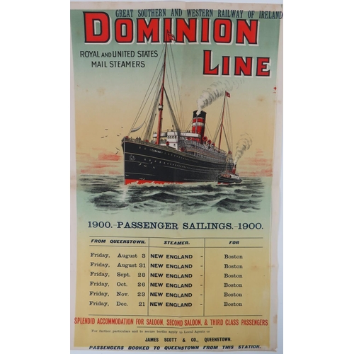 502 - Maritime Interest: Co. Cork, [Queenstown] A rare early 20th Century Advertisement Poster for Great S... 