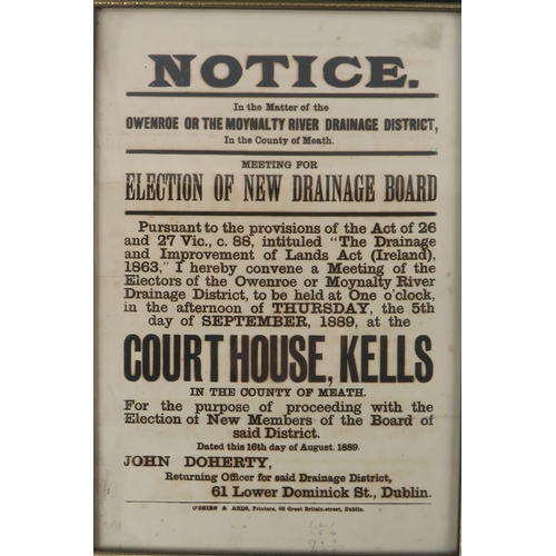 503 - Co. Meath: Broadside Poster - Notice. In the Matter of the Owenroe or The Moynalty Drainage District... 