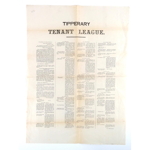 512 - Tipperary Poster: Tipperary Tenant League, large broadside Poster, printed one side only, approx. 48... 