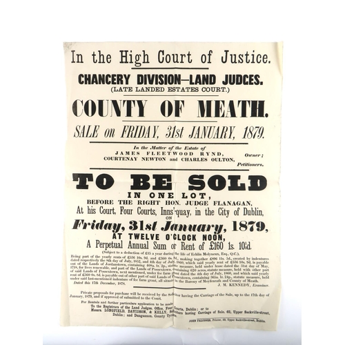 513 - Co. Meath: Auction Poster Late Landed Estates Court, In the Matter of the Estate of James Fleet... 