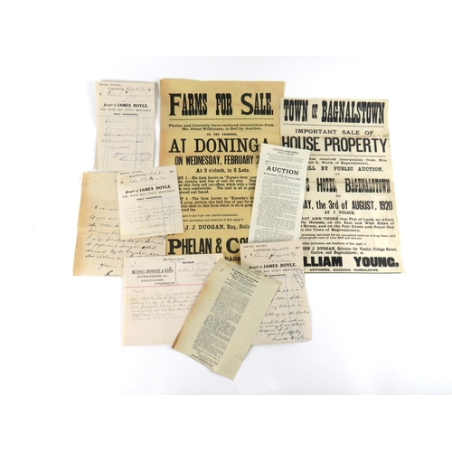 523 - Co. Carlow: 1920s Three Carlow Auction Advertisements. Fifty Houses in Bagenalstown, for auction in ... 