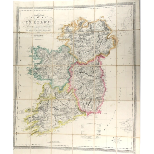 539 - Irish Map: Collins (H.G.) Collins Railway Map of Ireland, exhibiting the Mail, Coach and Turnpike Ro... 