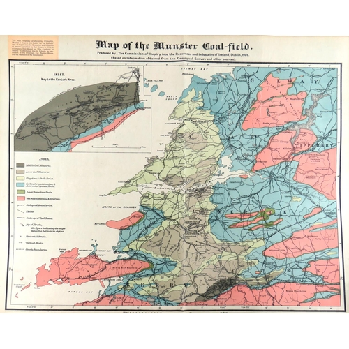 552 - Irish Map:  Map of the Munster Coal Field - Produced by the Commission of Inquiry into the Resources... 