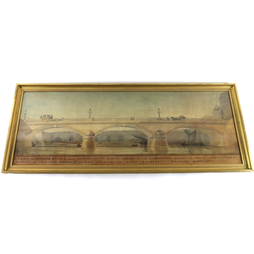 562 - William Hurst Ashpitel (1776-1852) Design for Ormond Bridge, Dublin 1805, watercolour on paper, appr... 