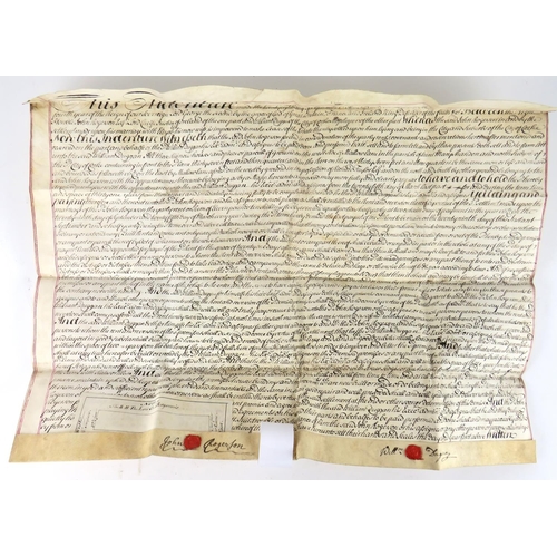 566 - Lease of Cork Property, with small Map, 1730Cork City: Indenture on vellum dated 28 September 1730 b... 