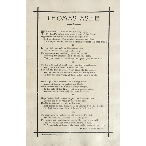 614 - [O'Casey (Sean)] Thomas Ashe .... by Sean O'Cathasaigh 8vo D. (Fergus O'Connor) n.d. [1917] Broadsid... 