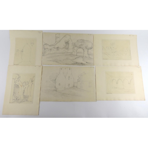 650 - 19th Century Irish SchoolCo. Limerick: A group of 6 original Pencil Sketch Archaeological Views of t... 